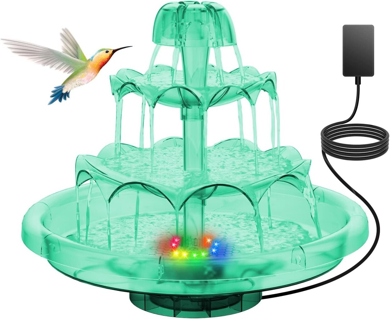 LED strūklaka dzirdinātājs, 30cm цена и информация | Putnu būri un barotavas | 220.lv