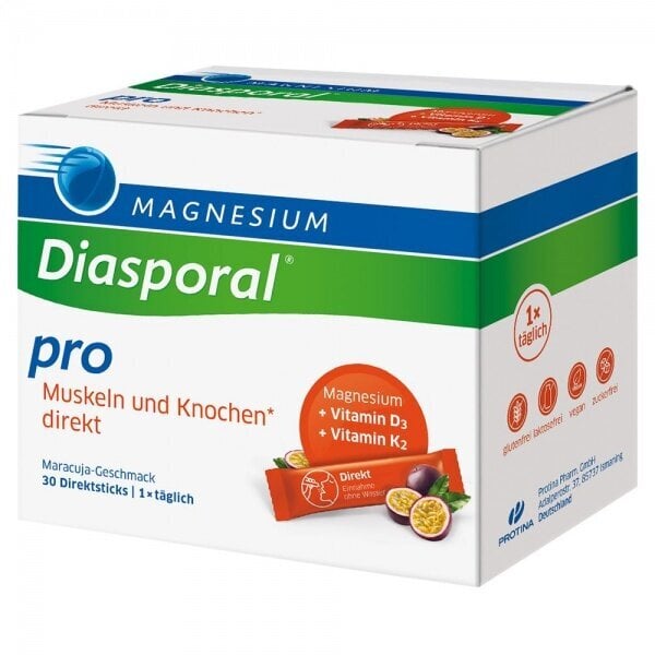 Uztura bagātinātājs Magnesium Diasporal Pro D3+K2 Direkt, 30paciņas cena un informācija | Vitamīni, preparāti, uztura bagātinātāji labsajūtai | 220.lv