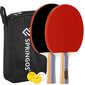 Galda tenisa komplekts 3in1 Springos, 2 gab., melns/sarkans cena un informācija | Galda tenisa raketes, somas un komplekti | 220.lv