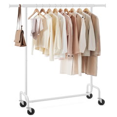 Вешалка для одежды на колесиках, белая цена и информация | Вешалки для одежды | 220.lv