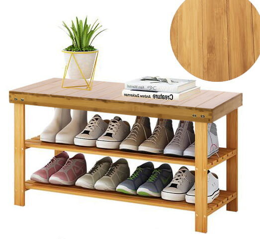 Bambusa apavu skapis ar sēdekli cena un informācija | Apavu skapji, apavu plaukti, priekšnama soliņi | 220.lv