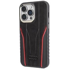 Audi Genuine Leather MagSafe iPhone 14 Pro 6.1" czarno-czerwony|black-red hardcase AU-TPUPCMIP14P-R8|D3-RD цена и информация | Чехлы для телефонов | 220.lv