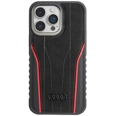 Audi Genuine Leather MagSafe iPhone 14 Pro 6.1" czarno-czerwony|black-red hardcase AU-TPUPCMIP14P-R8|D3-RD цена и информация | Чехлы для телефонов | 220.lv