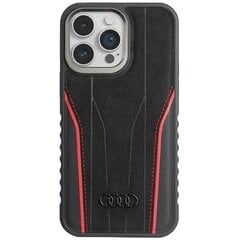 Audi Genuine Leather MagSafe iPhone 15 Pro Max 6.7" czarno-czerwony|black-red hardcase AU-TPUPCMIP15PM-R8|D3-RD цена и информация | Чехлы для телефонов | 220.lv