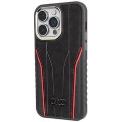 Audi Genuine Leather MagSafe iPhone 15 Pro 6.1" czarno-czerwony|black-red hardcase AU-TPUPCMIP15P-R8|D3-RD цена и информация | Чехлы для телефонов | 220.lv