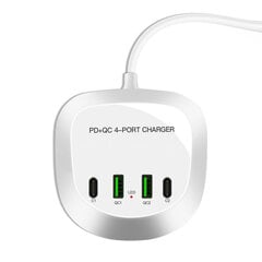 Travel charger T3P+ - 2xType C + 2xUSB - QC + PD 40W white цена и информация | Зарядные устройства для телефонов | 220.lv