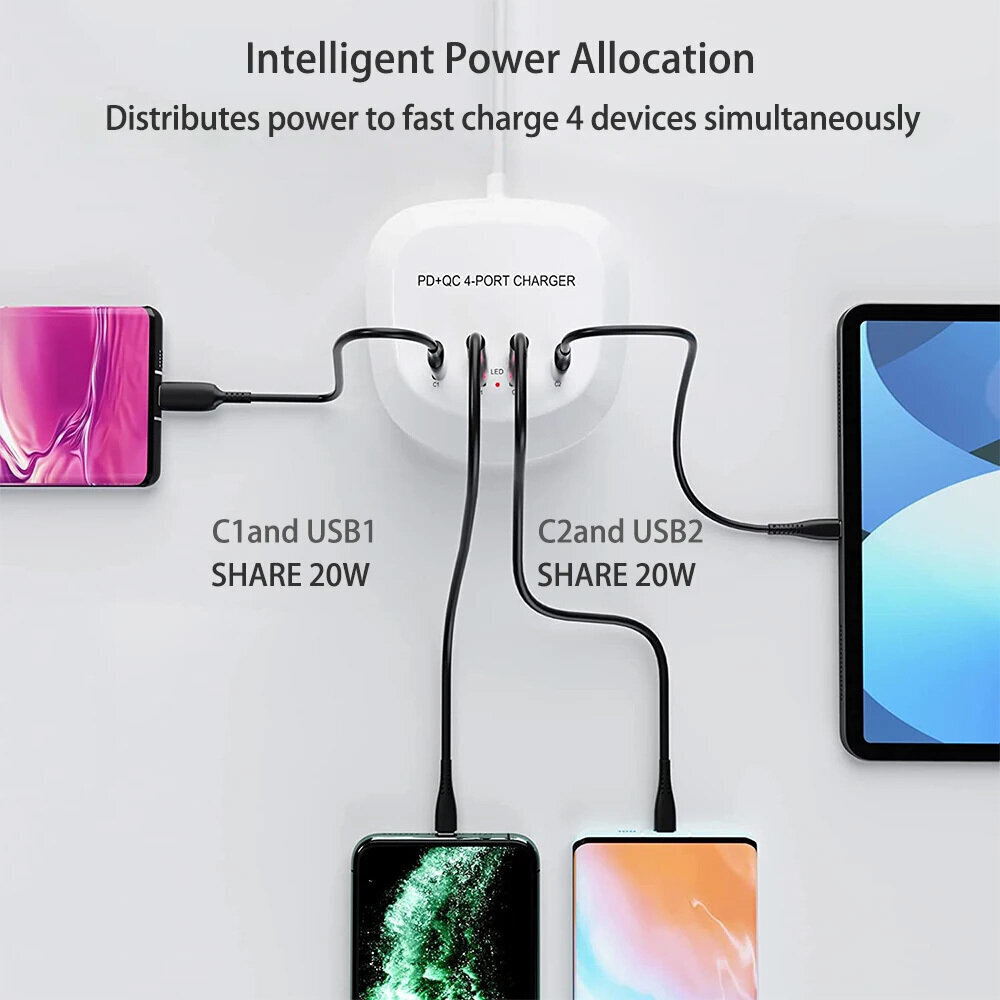 Toptel QC + PD 4-Port cena un informācija | Lādētāji un adapteri | 220.lv