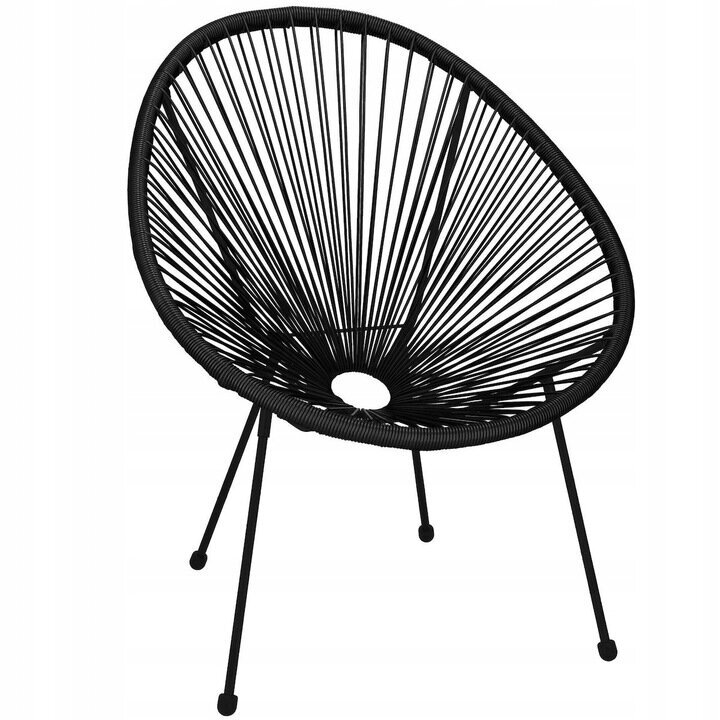 Āra krēsls Springos Rattan Acapulco, melns cena un informācija | Dārza krēsli | 220.lv