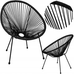 Āra krēsls Springos Rattan Acapulco, melns цена и информация | Садовые стулья, кресла, пуфы | 220.lv