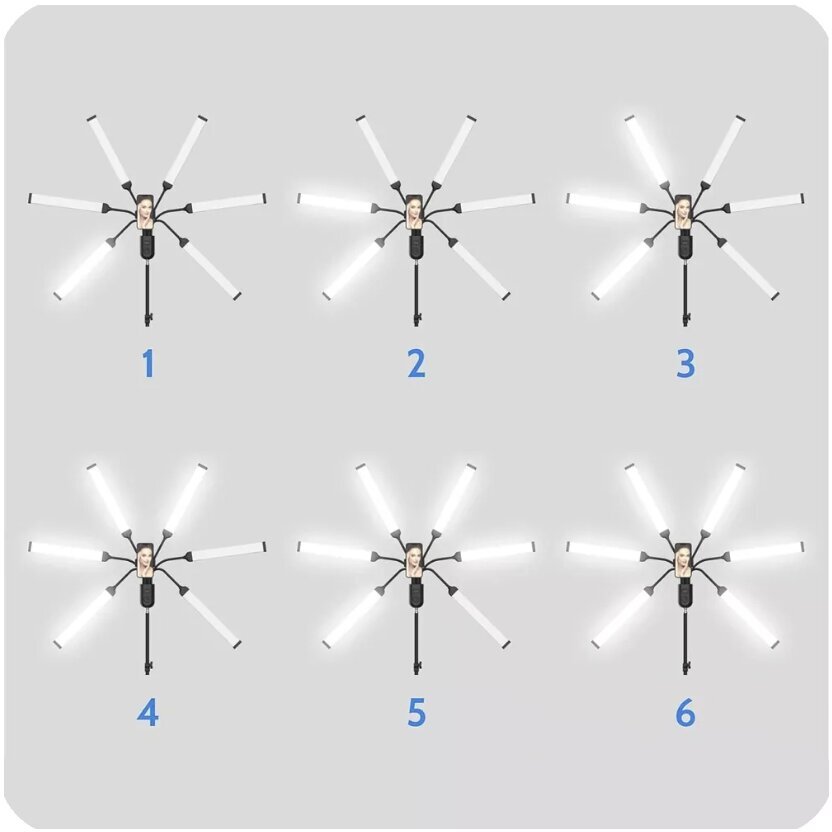 Kosmētiskais foto lampa, elastīgs 6x LED panelis tālvadības pults Cosme 60W cena un informācija | Apgaismojums fotografēšanai | 220.lv