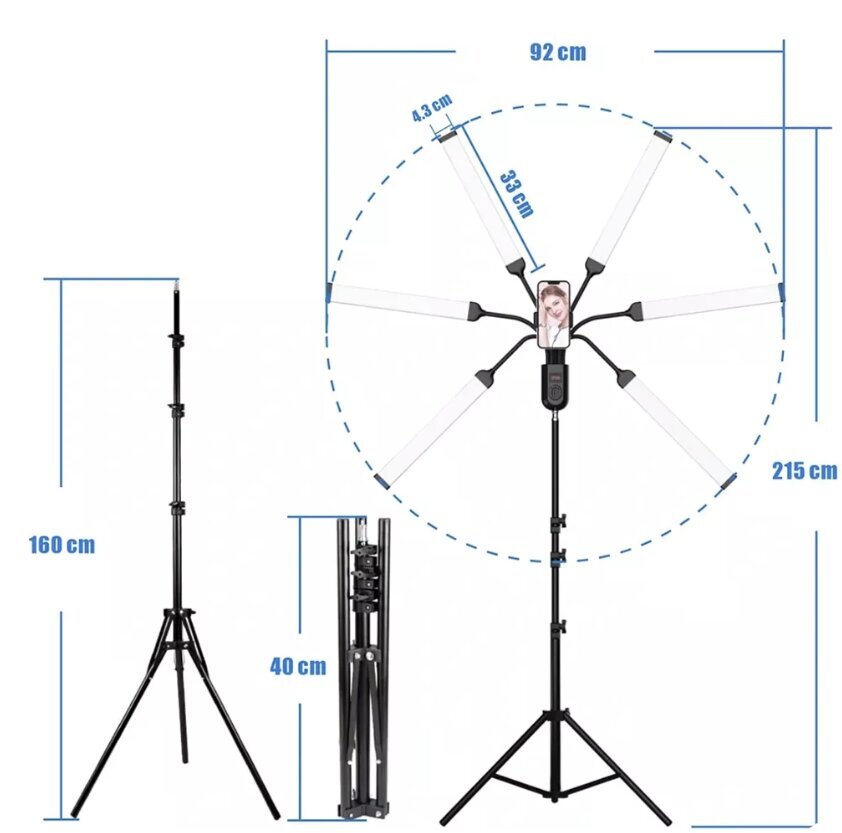 Kosmētiskais foto lampa, elastīgs 6x LED panelis tālvadības pults Cosme 60W cena un informācija | Apgaismojums fotografēšanai | 220.lv