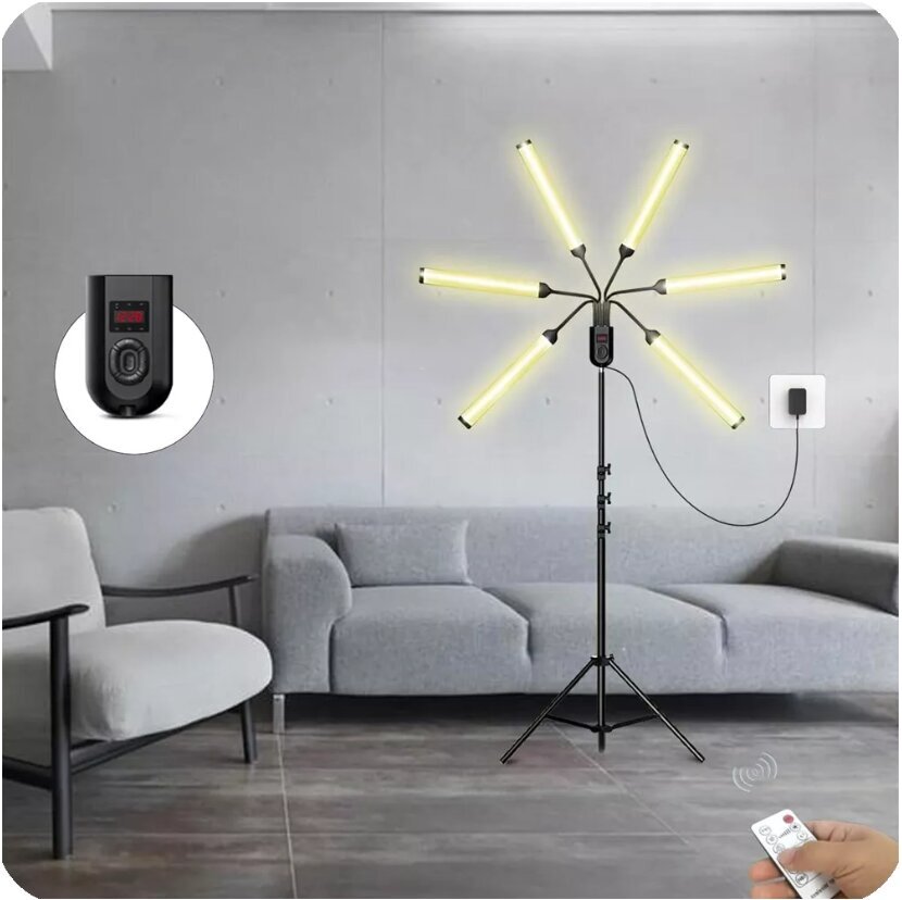 Kosmētiskais foto lampa, elastīgs 6x LED panelis tālvadības pults Cosme 60W cena un informācija | Apgaismojums fotografēšanai | 220.lv