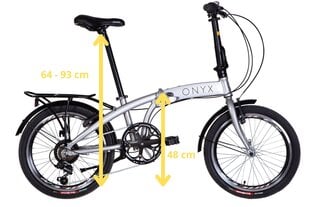 Saliekams velosipēds Onyx, 20", balts/pelēks cena un informācija | Velosipēdi | 220.lv