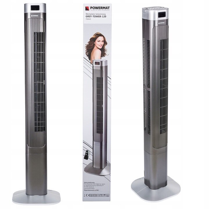 Ventilators Powermat Tower-120, 90W, pelēks цена и информация | Ventilatori | 220.lv