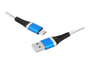 PS USB - microUSB кабель 1 м в оплетке синий цена и информация | Кабели для телефонов | 220.lv