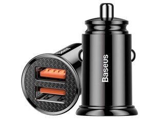 Автомобильное зарядное устройство PS Baseus, 2 x USB, быстрая зарядка 3.0, 30 Вт, 5 А, черное. цена и информация | Зарядные устройства для телефонов | 220.lv