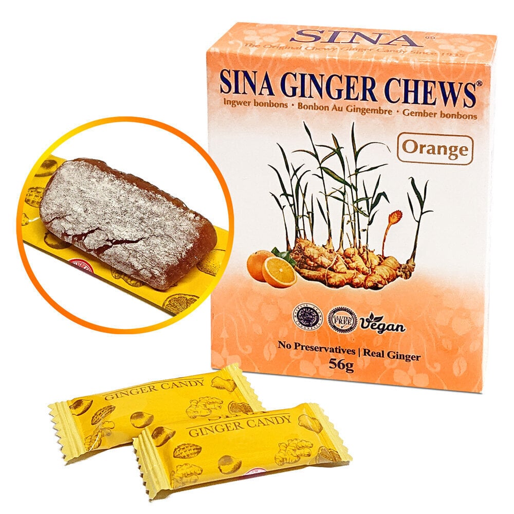 Ingvera & Apelsīnu pastilas mīkstas konfektes Sina, 56 g cena un informācija | Saldumi | 220.lv