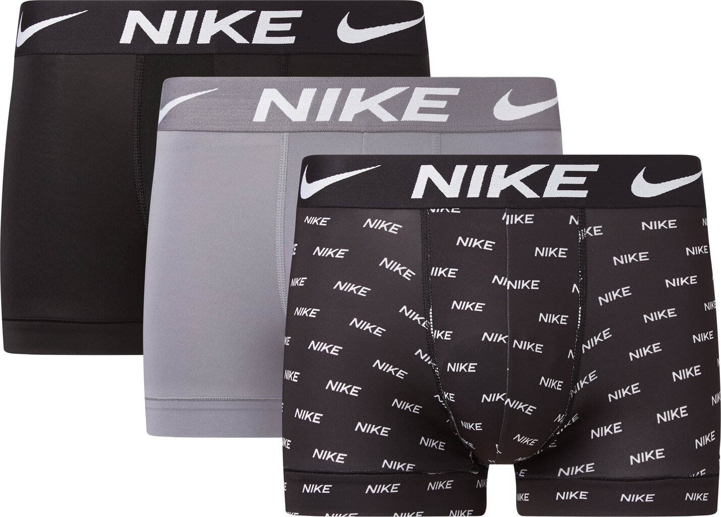 Nike bokseri vīriešiem Dri-FIT ESSENTIAL MICRO TRUNK 3 gab., melni pelēki cena un informācija | Vīriešu apakšbikses | 220.lv