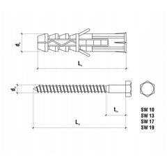 KKX-12140 винт-мет KKX - 12 x 140 мм - 50 шт. цена и информация | Крепежные изделия | 220.lv