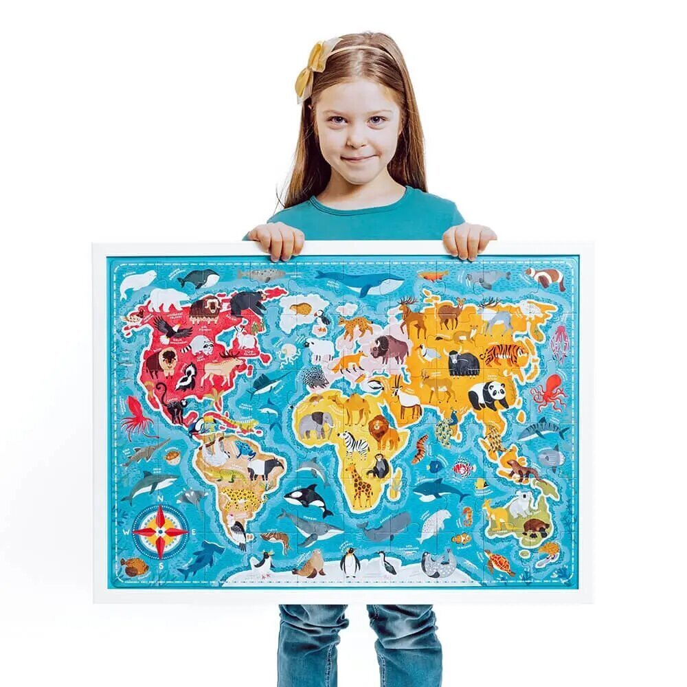 Puzle Puzzlove World Map Animals, 60 d. цена и информация | Puzles, 3D puzles | 220.lv
