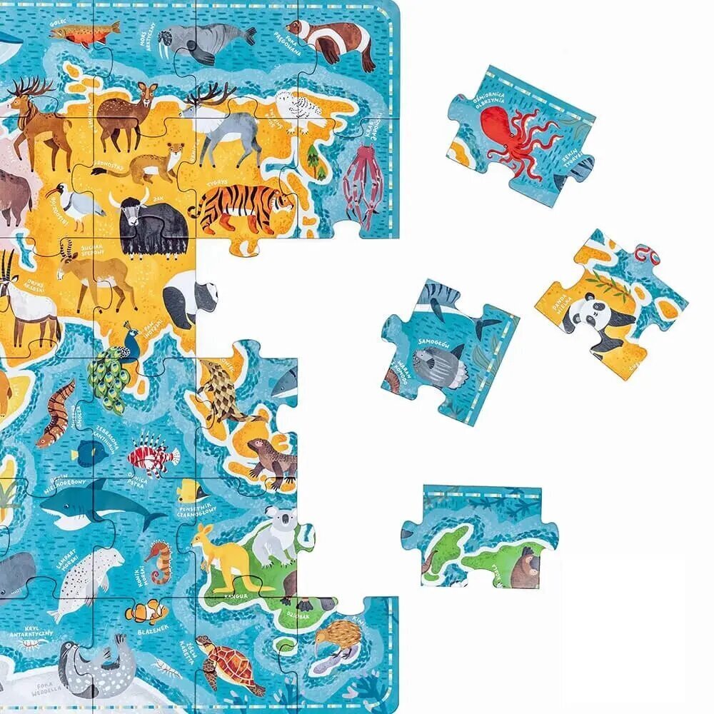 Puzle Puzzlove World Map Animals, 60 d. цена и информация | Puzles, 3D puzles | 220.lv