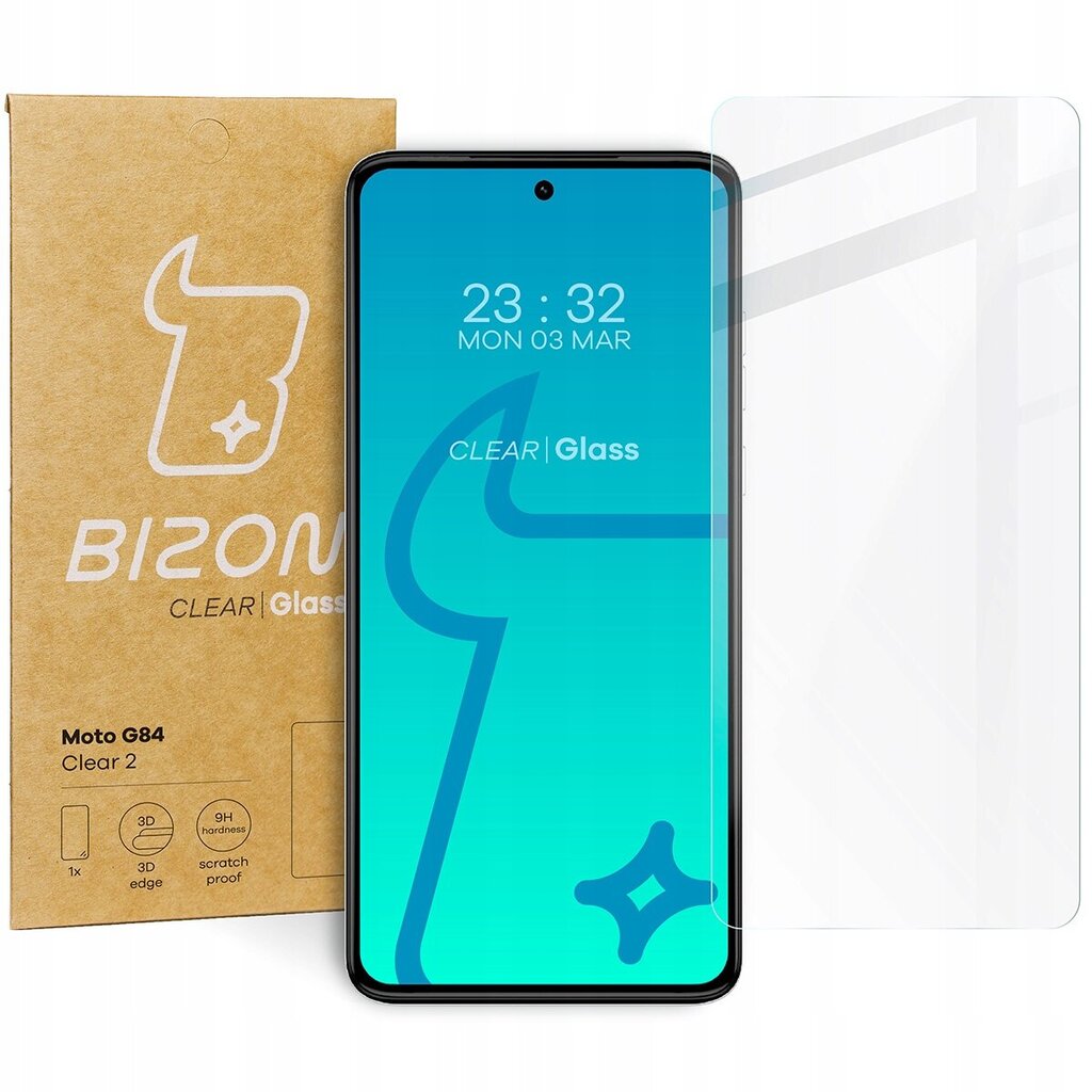 Rūdīts stikls Bizon Glass Clear 2 Motorola Moto G84 cena un informācija | Ekrāna aizsargstikli | 220.lv