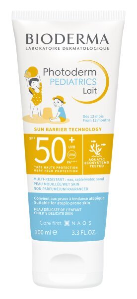 Aizsargpieniņš bērniem Bioderma Photoderm Pediatrics Lait SPF-50+, 100ml цена и информация | Sauļošanās krēmi | 220.lv