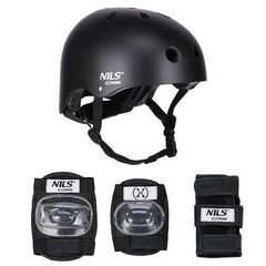 Aizsargu un ķiveres komplekts Nils Extreme MR290+H230 Helmet, melns, M цена и информация | Tempish TAKY комплект защиты коленей, локтей и запястий, черный размер S | 220.lv