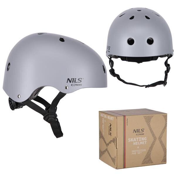 Aizsargu un ķiveres komplekts Nils Extreme MR290+H230 Helmet, pelēks, M cena un informācija | Aizsargi | 220.lv