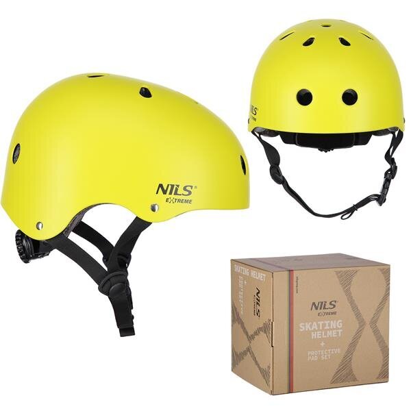 Aizsargu un ķiveres komplekts Nils Extreme MR290+H230 Helmet, dzeltens, M цена и информация | Aizsargi | 220.lv