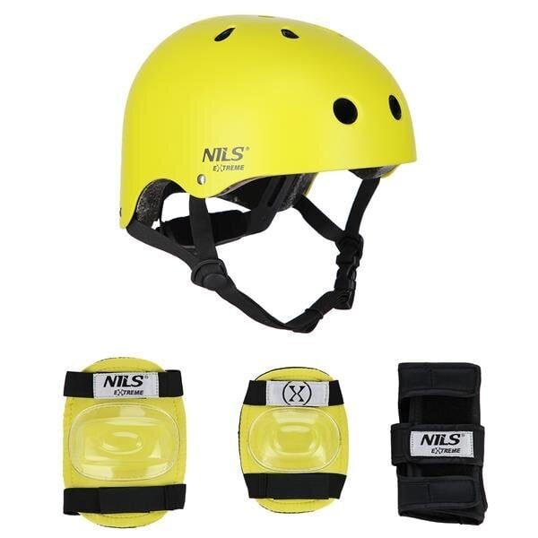 Aizsargu un ķiveres komplekts Nils Extreme MR290+H230 Helmet, dzeltens, S cena un informācija | Aizsargi | 220.lv