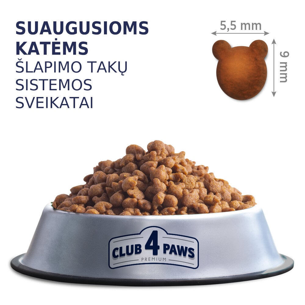 Club 4 Paws Premium pilnvērtīga barība pieaugušiem kaķiem urīnceļu atbalstam, 2 kg cena un informācija | Sausā barība kaķiem | 220.lv