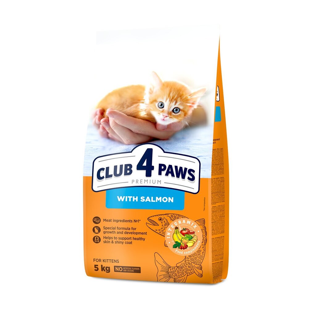 Club 4 Paws Premium kaķēniem ar lasi, 5 kg cena un informācija | Sausā barība kaķiem | 220.lv