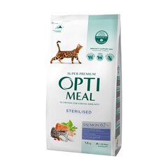 Optimeal Super Premium Steril sausā barība sterilizētiem un kastrētiem kaķiem ar lasi, 1,5 kg cena un informācija | Sausā barība kaķiem | 220.lv