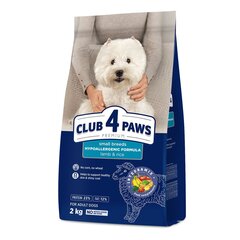 Club 4 Paws pieaugušiem mazo šķirņu suņiem ar jēra gaļu un rīsiem, 2 kg cena un informācija | Sausā barība suņiem | 220.lv