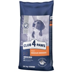 Club 4 paws Premium pilnvērtīga sausā barība pieaugušiem vidēju šķirņu suņiem, 20kg cena un informācija | Sausā barība suņiem | 220.lv