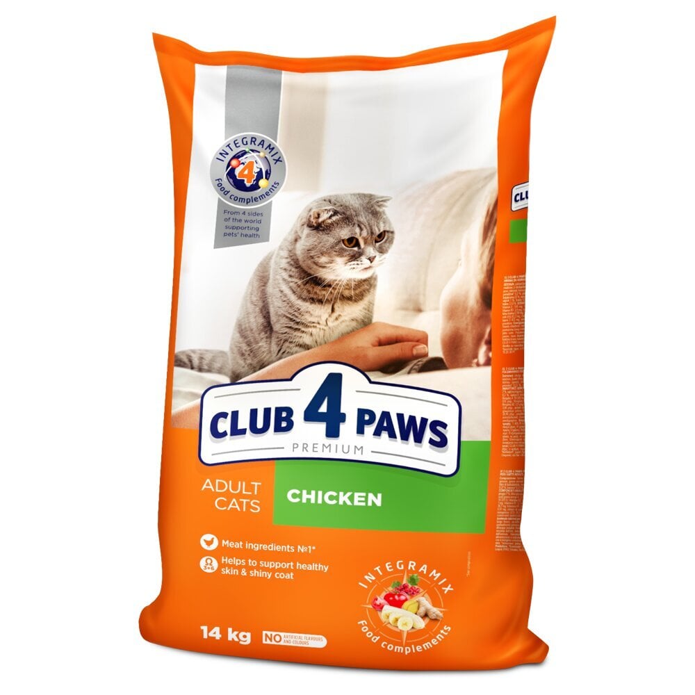 Club 4 paws pilnvērtīga sausā barība pieaugušiem kaķiem ar vistas gaļu, 14kg цена и информация | Sausā barība kaķiem | 220.lv
