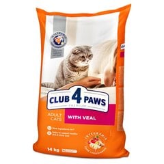 Club 4 paws pilnvērtīga sausā barība pieaugušiem kaķiem ar teļa gaļu, 14 kg cena un informācija | Sausā barība kaķiem | 220.lv