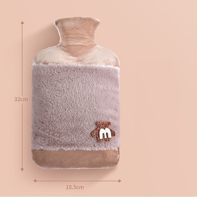Plīša ūdens karsta ūdens pudele, karsta ūdens pudele 2L džemperī - netīri rozā, ar rotaļu lācīti цена и информация | Sildošās preces | 220.lv