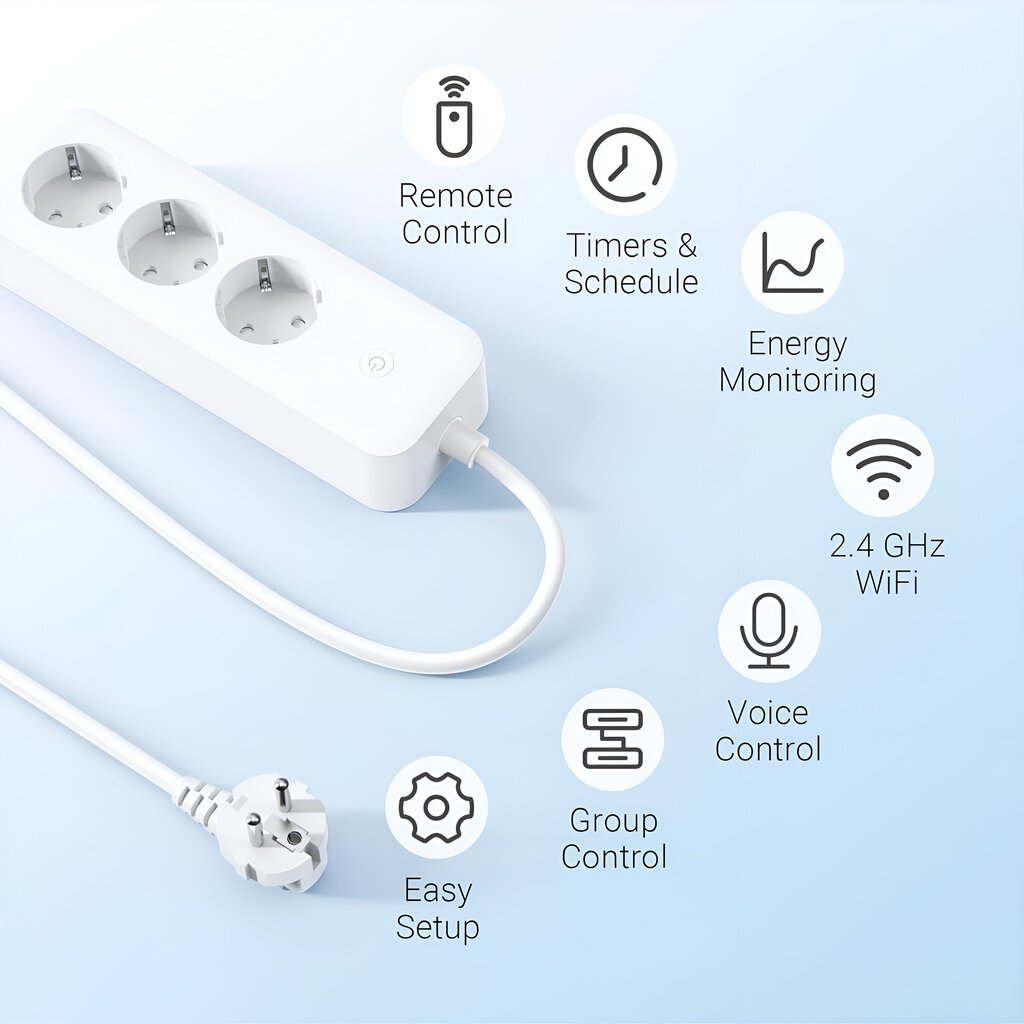 Viedais wifi elektrības pagarinātājs Livman EU-11 ar 3 rozetēm un lietotņu vadību cena un informācija | Pagarinātāji | 220.lv