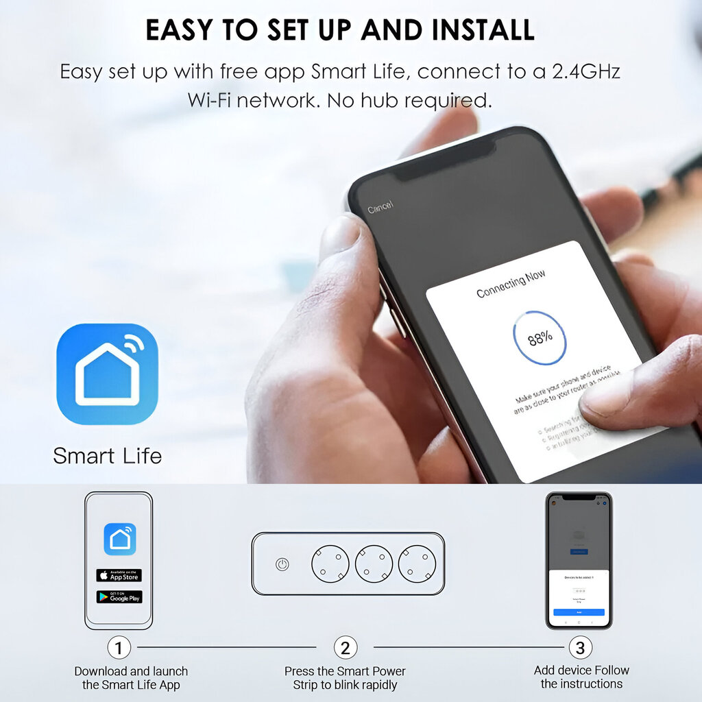 Viedais wifi elektrības pagarinātājs Livman EU-11 ar 3 rozetēm un lietotņu vadību cena un informācija | Pagarinātāji | 220.lv