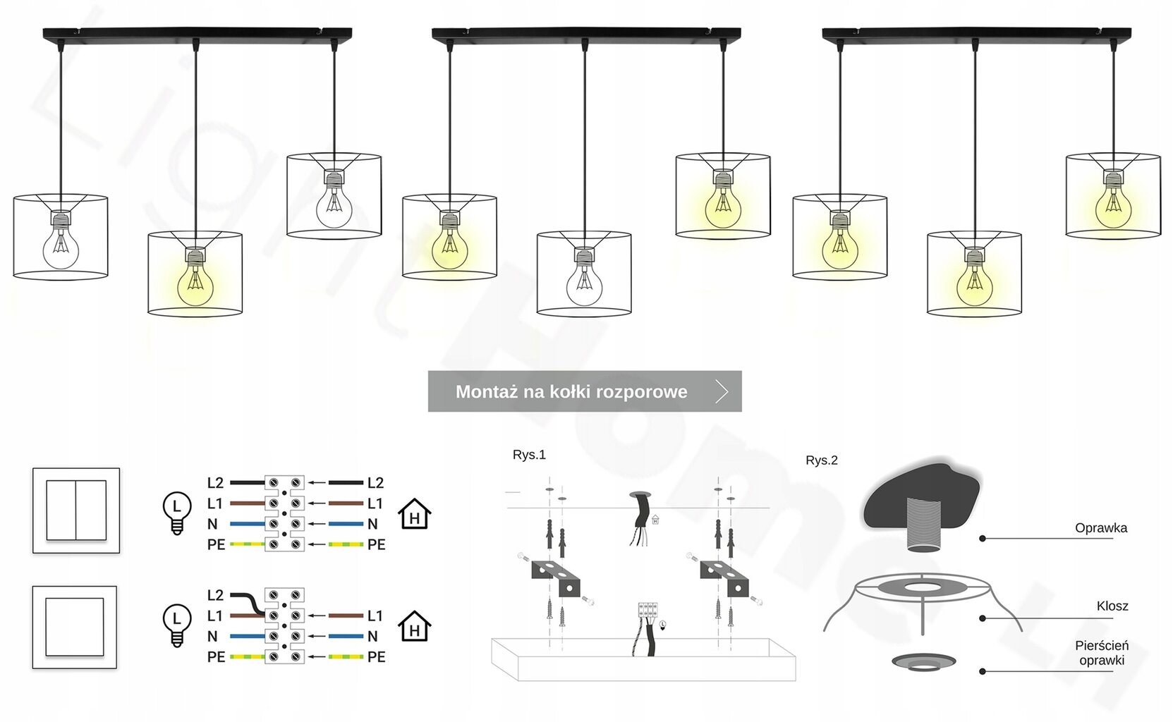 Piekaramā lampa, LightHome cena un informācija | Griestu lampas | 220.lv