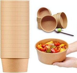 Eco-Bowls KRAFT kartona bļodas 1000ml, 50 gab., cena un informācija | Vienreizējie trauki | 220.lv