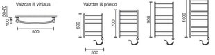 Prece ar bojājumu. Elektriskais dvieļu žāvētājs Rosela Sonata ar sildīšanas elementu, 500x600 mm, 200W cena un informācija | Preces ar bojājumiem | 220.lv