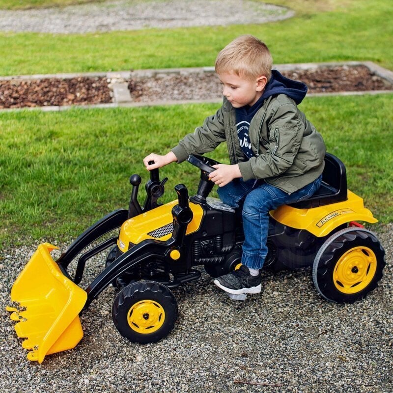 Pedāļu minamais traktors Woopie, dzeltens cena un informācija | Rotaļlietas zēniem | 220.lv