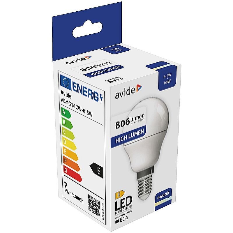 LED spuldze Avide 6.5W G45 E14 6400K cena un informācija | Spuldzes | 220.lv