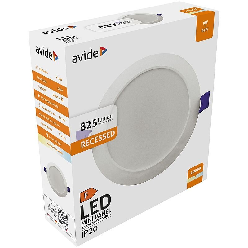 Avide LED griestu lampa 9W 4000K, apaļa цена и информация | Iebūvējamās lampas, LED paneļi | 220.lv