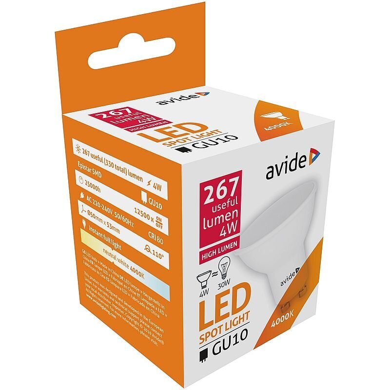 LED lampa Avide 4W GU10 4000K цена и информация | Spuldzes | 220.lv