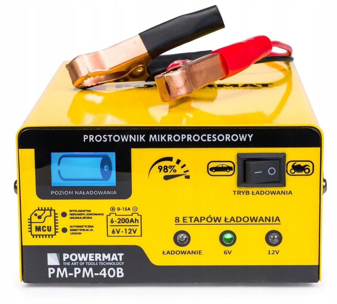 Mikroprocesoru akumulatoru lādētājs Powermat PM-PM-40B, 6V/12V cena un informācija | Akumulatoru lādētāji | 220.lv