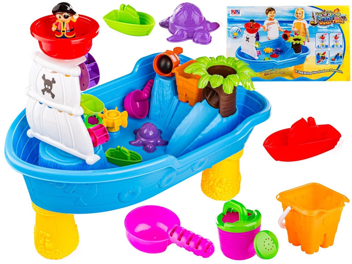 Smėlio ir vandens stalas Piratų laivas su priedais cena un informācija | Ūdens, smilšu un pludmales rotaļlietas | 220.lv